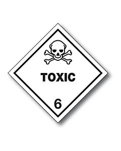 Dangerous Goods Class 6 - Toxic Substancees- White Diamond Label- black skull outline on white background