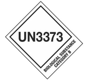 The diamond-shaped UN3373 label
